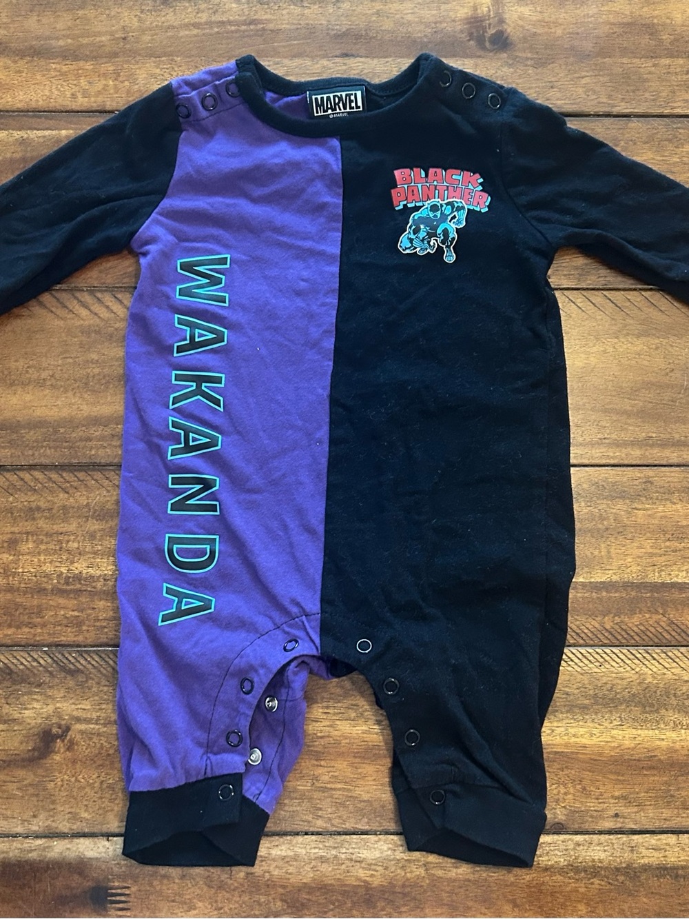Marvel Black Panther Kids One-Piece Romper - Purple & Black - Picture 1 of 2